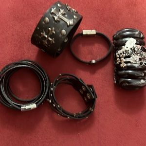 Group of bracelets in black.